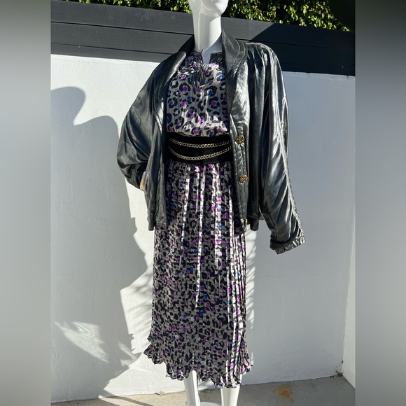 80s Metallic Button Up Bomber Jacket - Picture 14 of 16